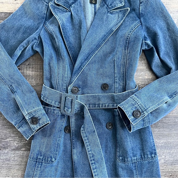 NWOT House of Harlow Denim Trench Coat Size Small - Picture 3 of 8